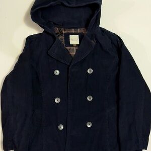 Navy Corduroy Hooded Coat